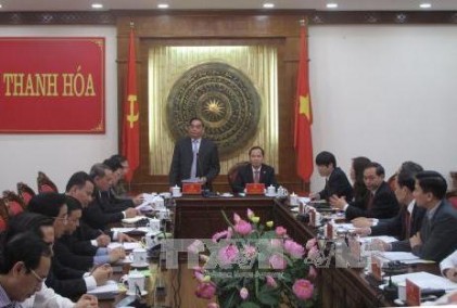 Đồng chí Lê Hồng Anh làm việc với lãnh đạo chủ chốt tỉnh Thanh Hóa 