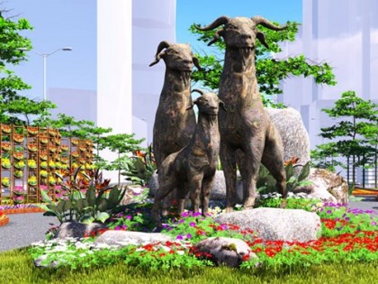 Hình tượng dê núi Ninh Bình tại đường hoa Tết Ất Mùi
