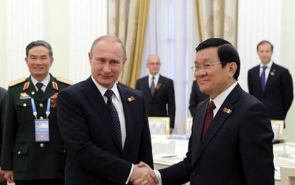 Chủ tịch nước Trương Tấn Sang hội đàm với Tổng thống Nga V. Putin 