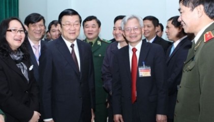 Chủ tịch nước Trương Tấn Sang nói chuyện với học viên Lớp bồi dưỡng dự nguồn cán bộ cấp cao, khóa III 