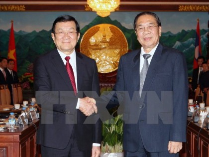 Chủ tịch nước Trương Tấn Sang hội đàm với Tổng Bí thư, Chủ tịch nước CHDCND Lào 