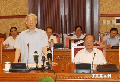 Tổng Bí thư Nguyễn Phú Trọng chủ trì phiên họp Tiểu ban Văn kiện Đại hội XII của Đảng 