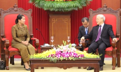 Tổng Bí thư Nguyễn Phú Trọng tiếp Đoàn đại biểu cấp cao Đảng Nhân dân Campuchia