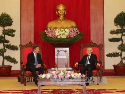 Tổng Bí thư Nguyễn Phú Trọng tiếp Thủ tướng Vương quốc Liên hiệp Anh và Bắc Ai-len 